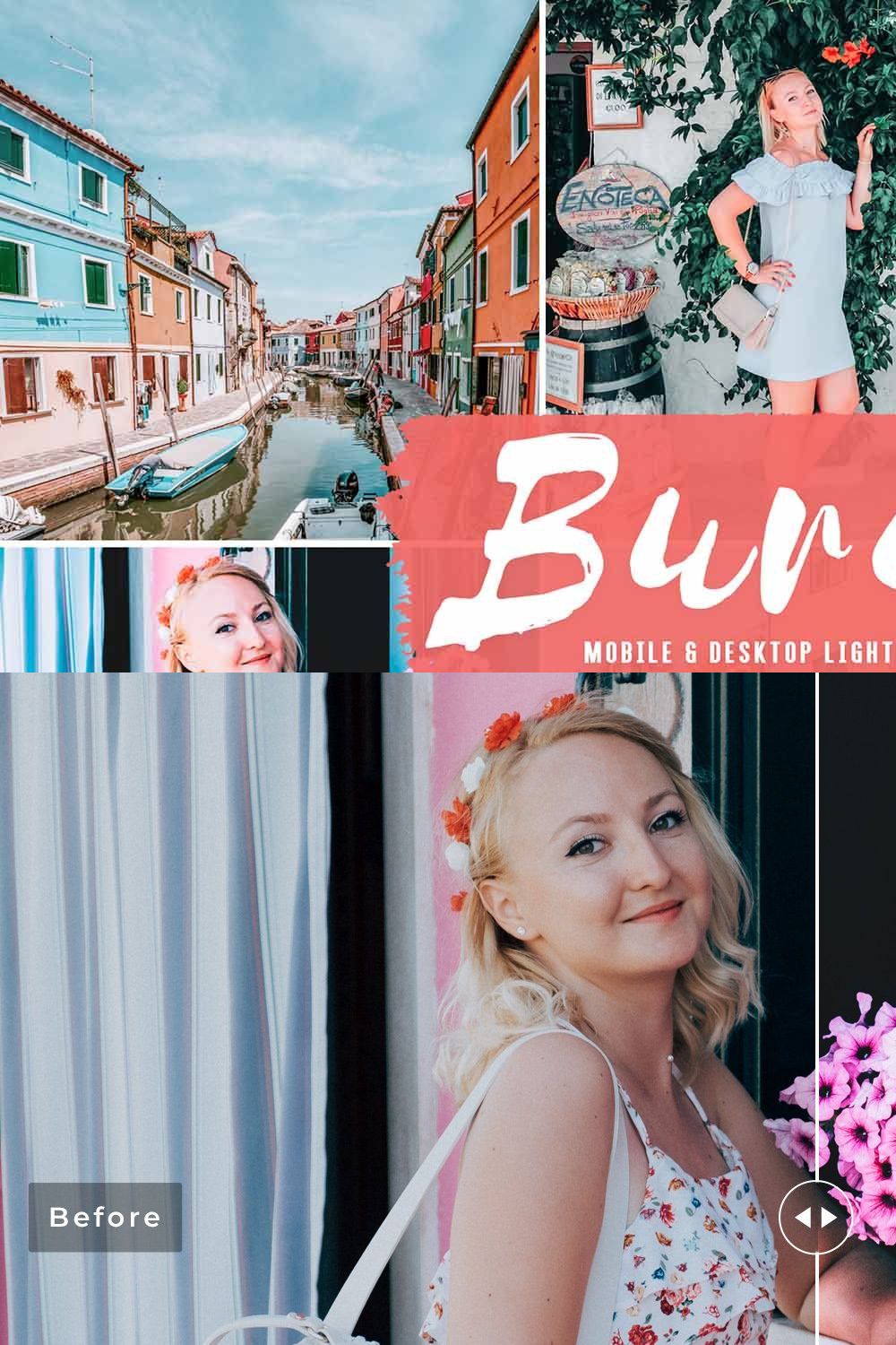 Burano Pro Lightroom Presets pinterest preview image.