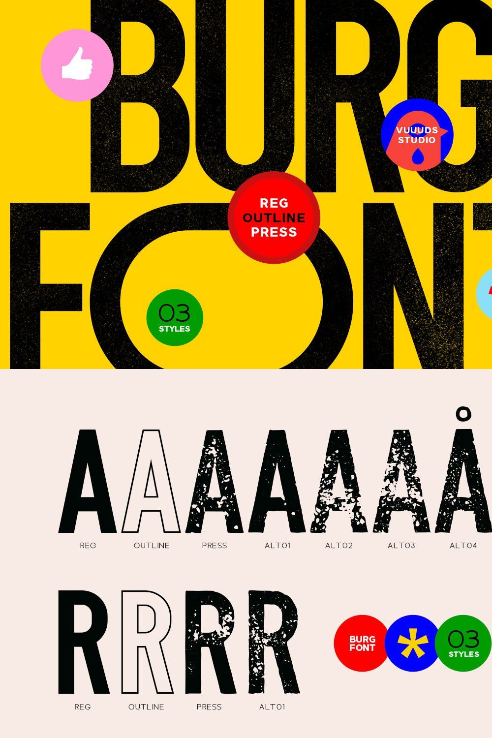 Burg Font pinterest preview image.