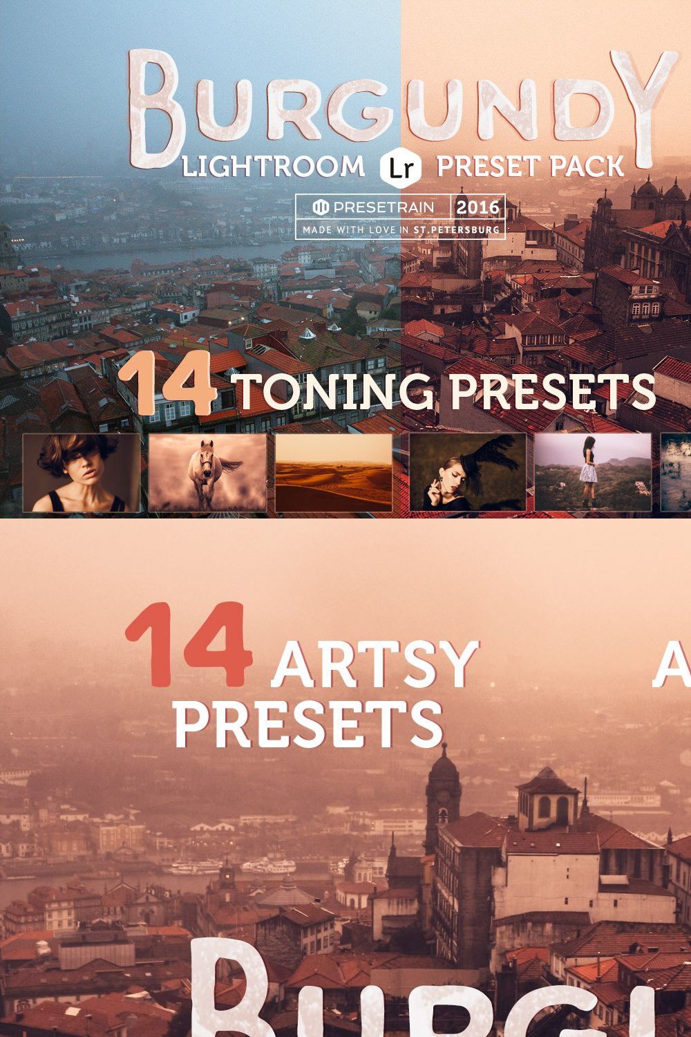 Burgundy Lightroom Preset Pack pinterest preview image.