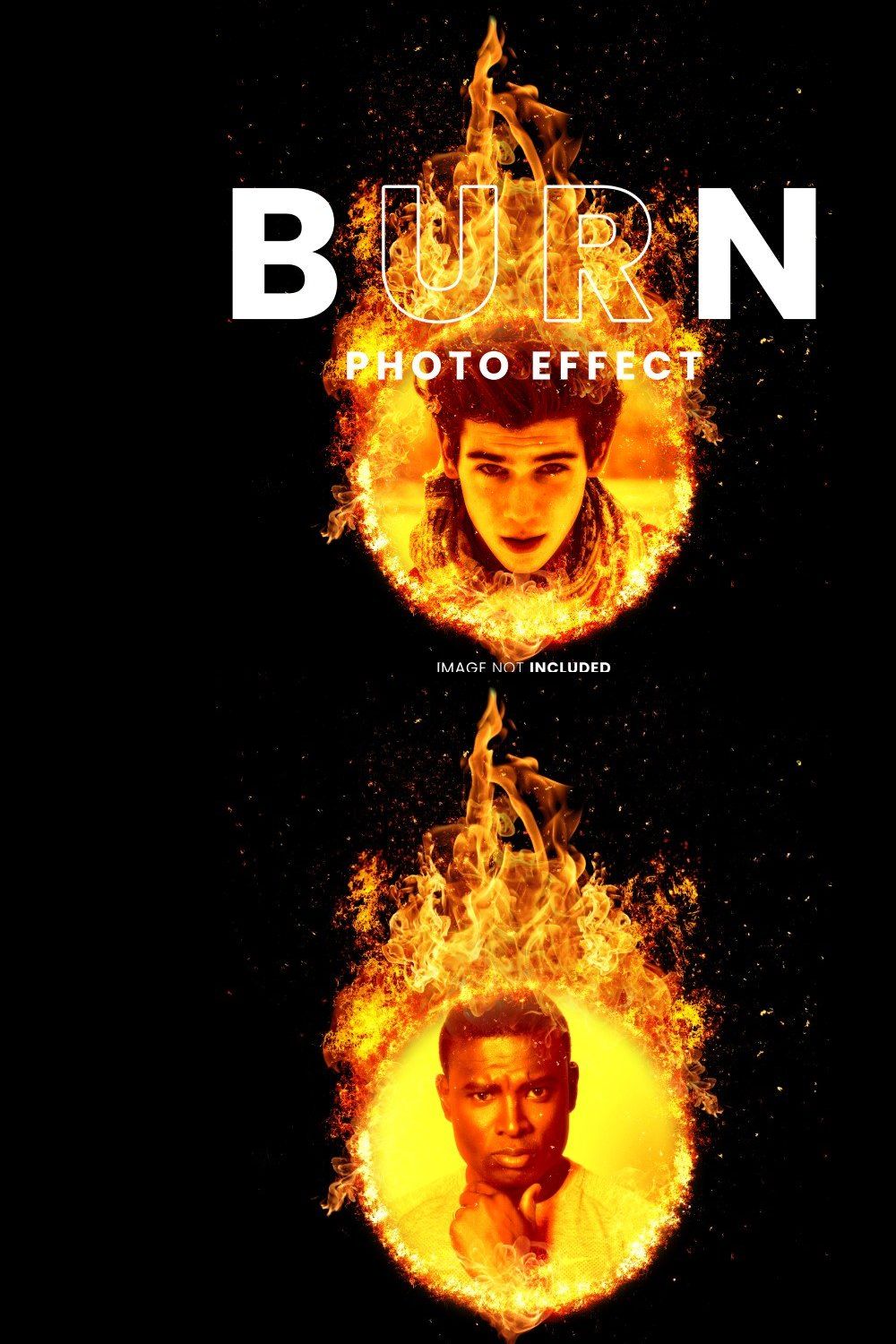 Burn Photo Effect pinterest preview image.