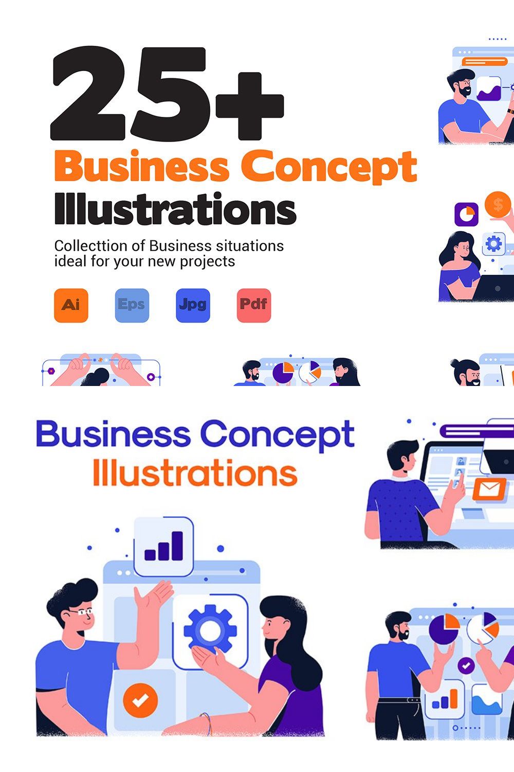 Business Concept illustrations pinterest preview image.