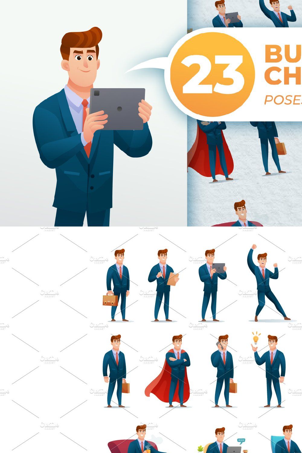 Businessman Character Illustration pinterest preview image.