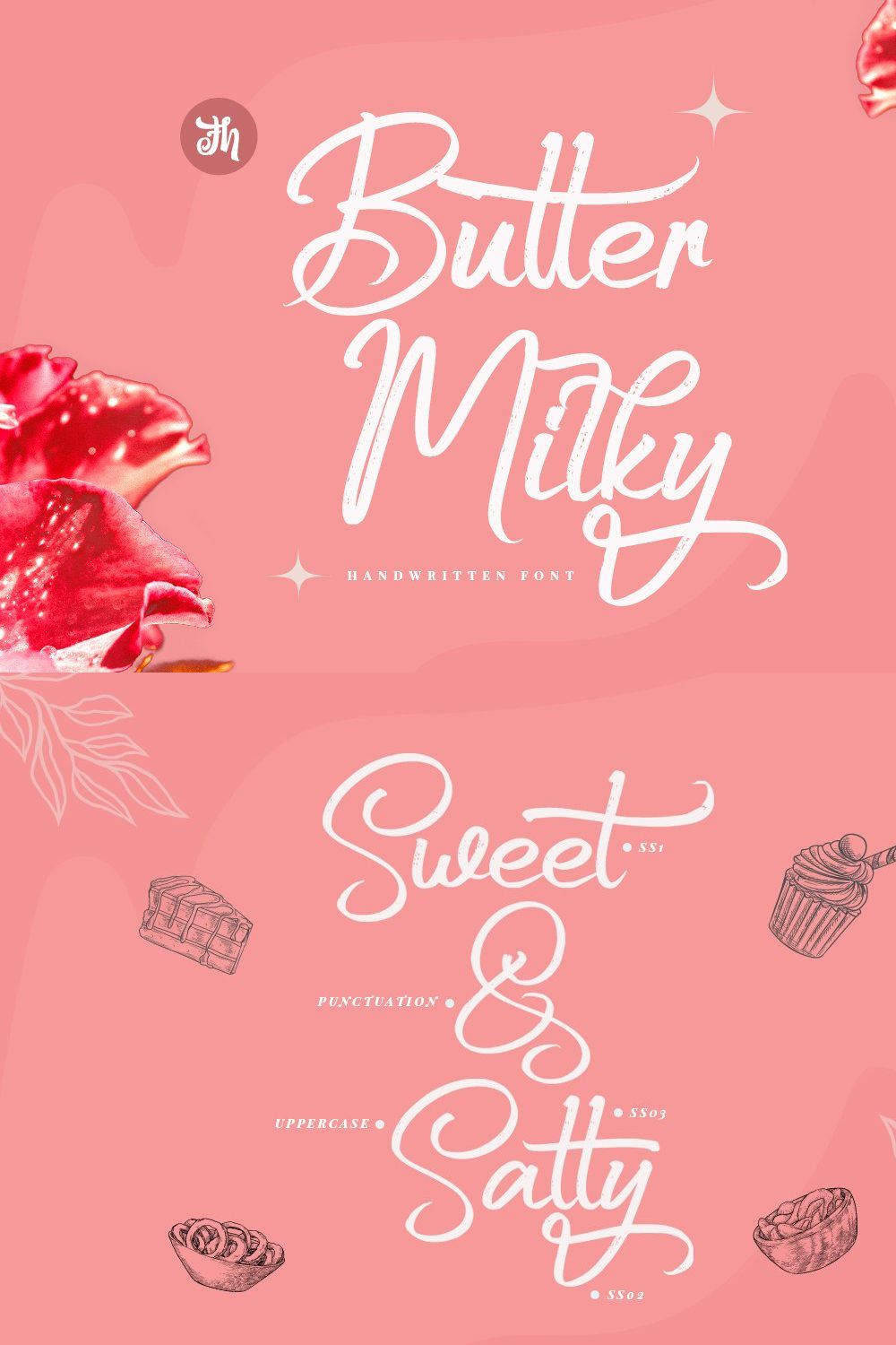 Butter Milky - Handwritten Font pinterest preview image.