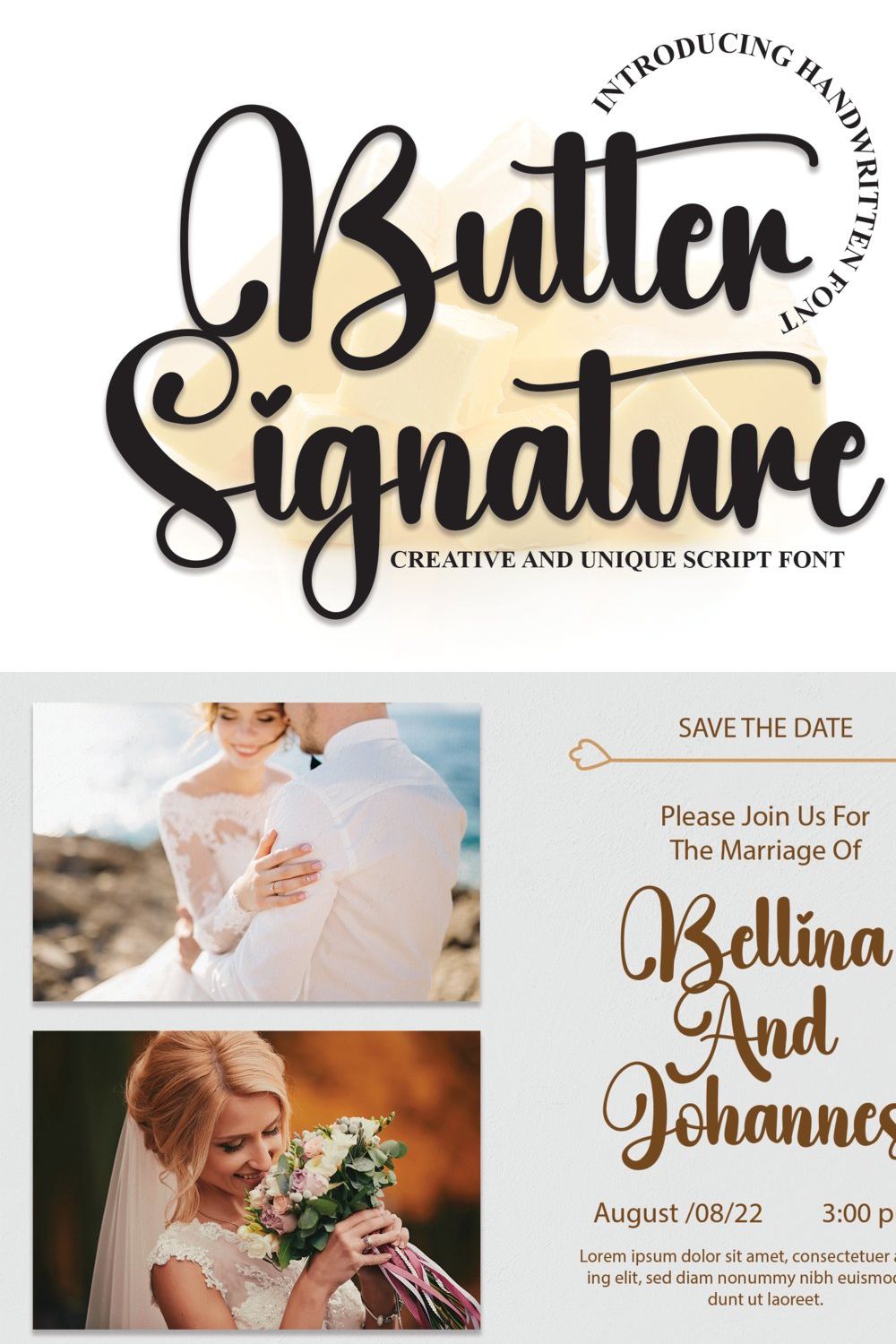 Butter Signature | Script Font pinterest preview image.