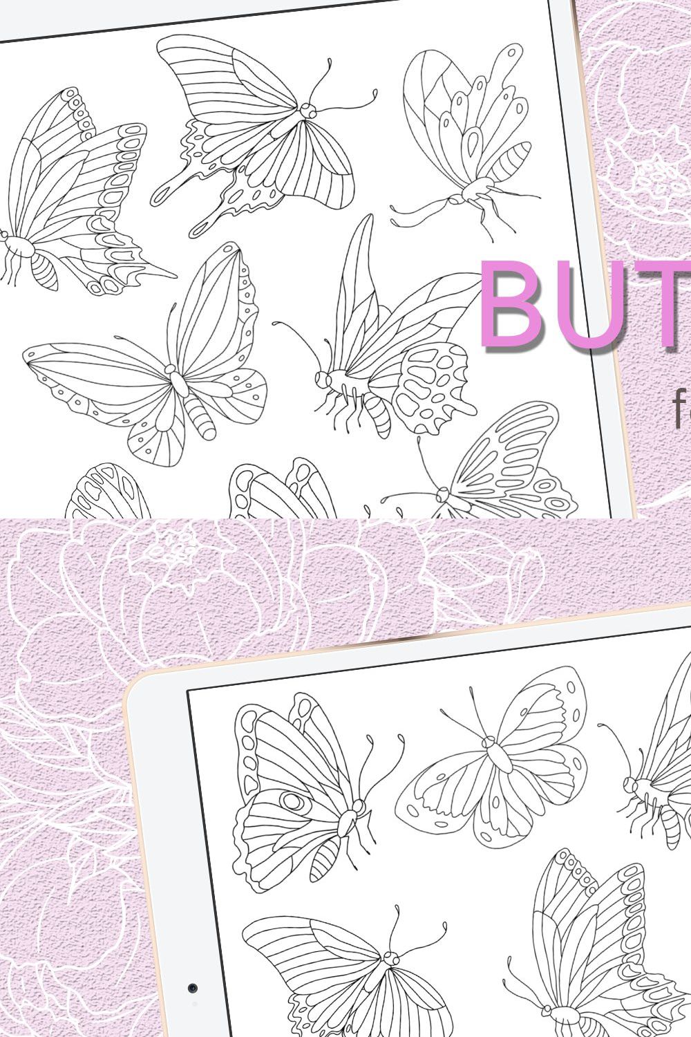 Butterflies brushes for Procreate pinterest preview image.