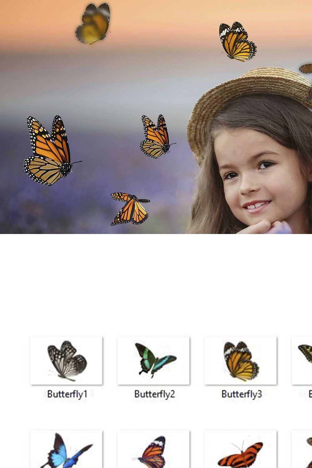 Butterfly Overlays, PNGs pinterest preview image.