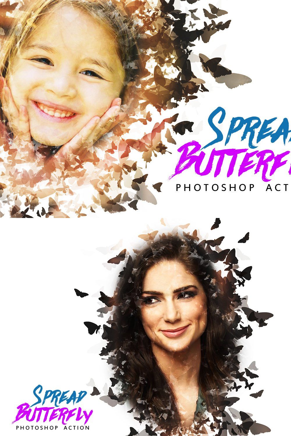 Butterfly Spread Photoshop Action pinterest preview image.