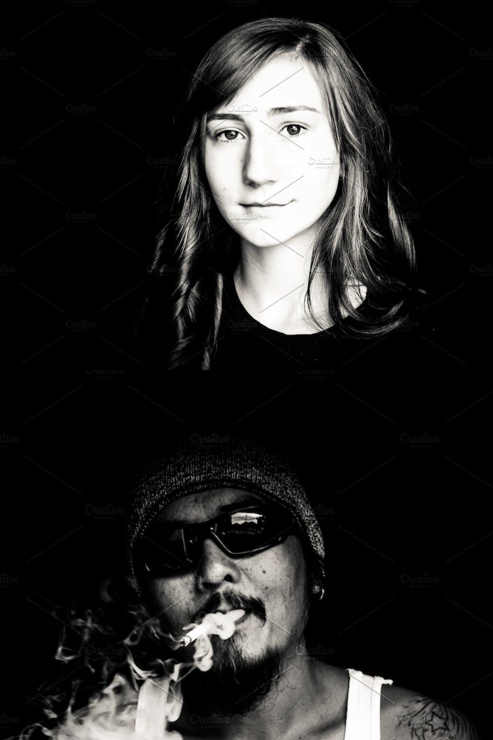 B&W High Contrast Portrait pinterest preview image.