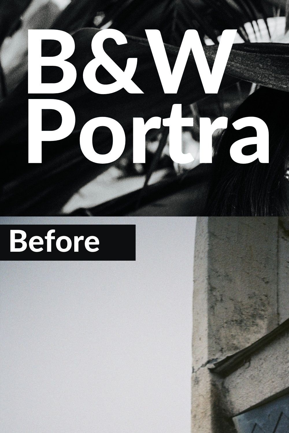 B&W Portra Lightroom Presets pinterest preview image.