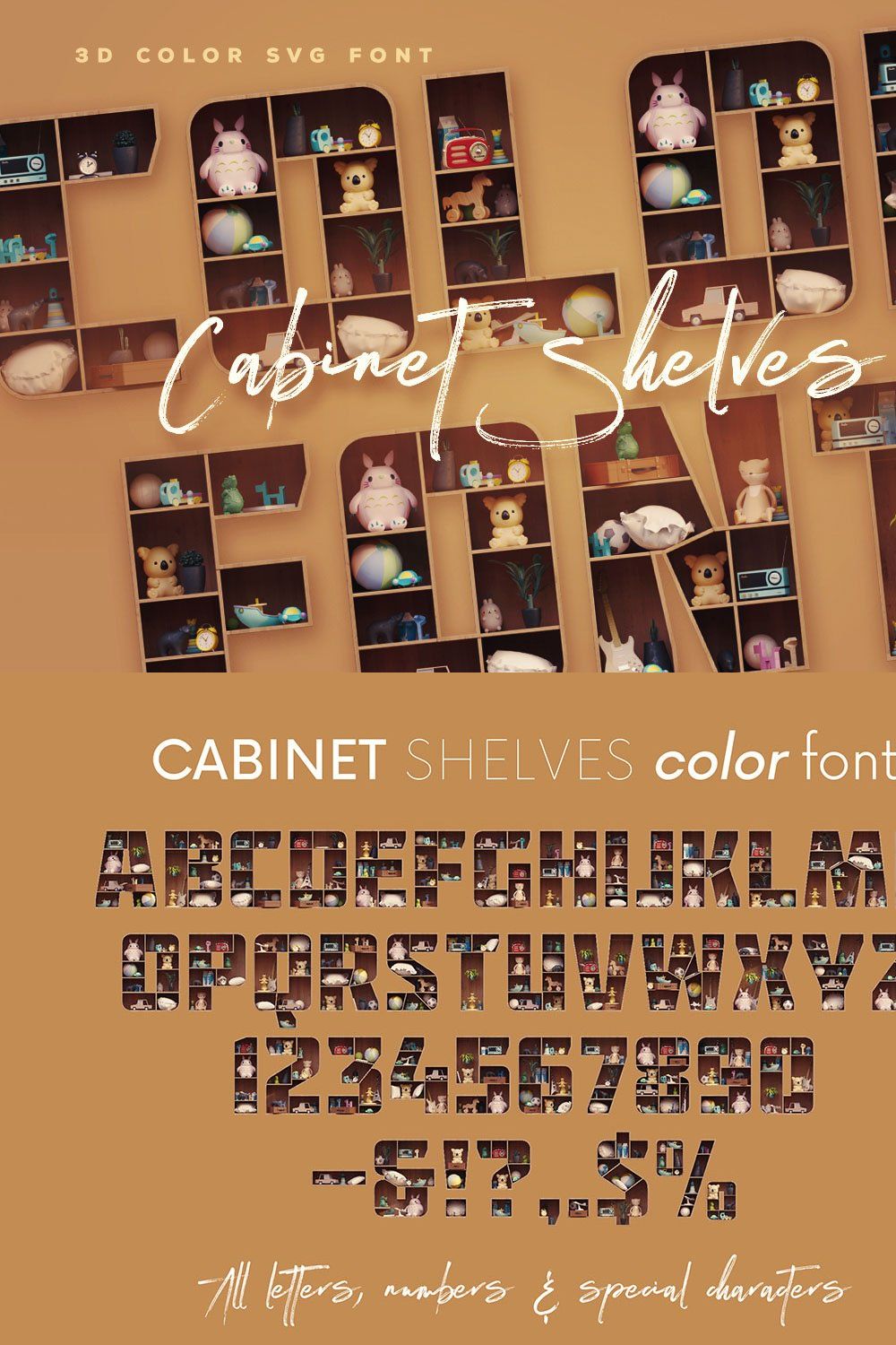 Cabinet Shelves - Color Font pinterest preview image.