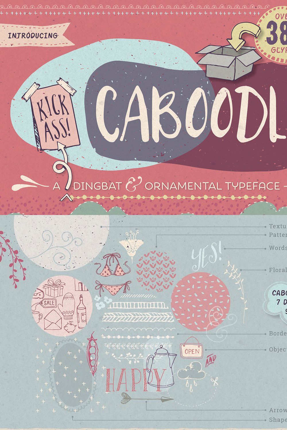 Caboodle dingbat typeface pinterest preview image.