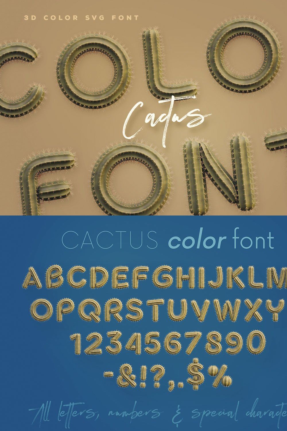 Cactus - Color Font pinterest preview image.