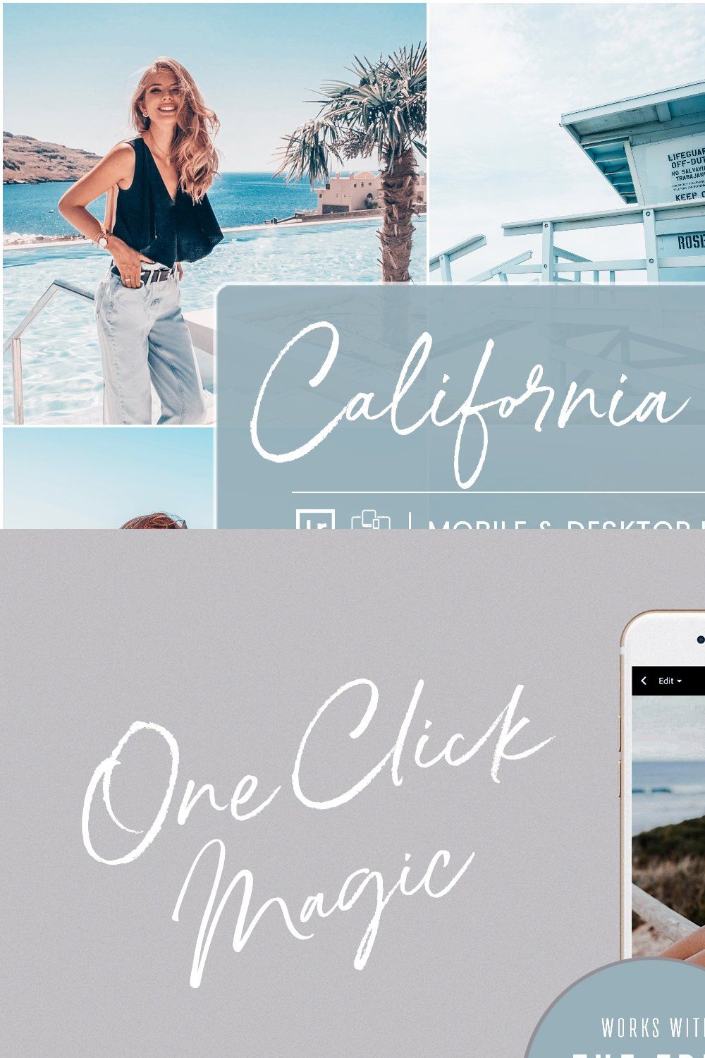 CALIFORNIA DREAMS LIGHTROOM PRESETS pinterest preview image.