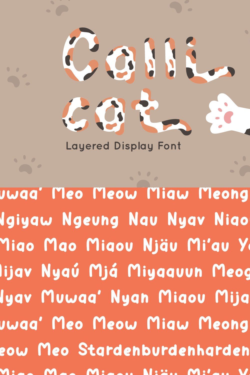 Calli Cat - Layered Display Font pinterest preview image.