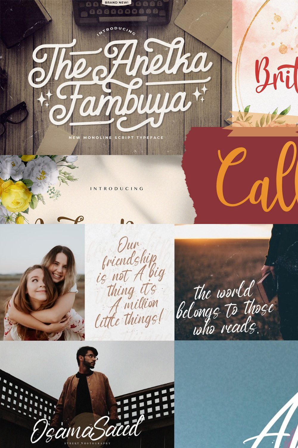 Calligraphy Font Bundle Vol 1 pinterest preview image.