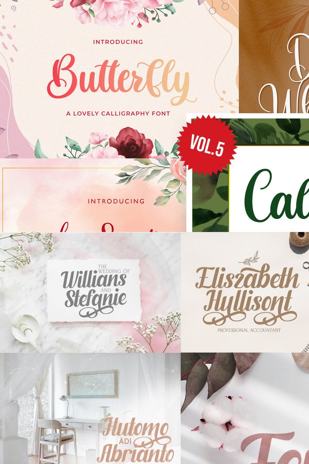 Calligraphy Font Bundle Vol 5 pinterest preview image.