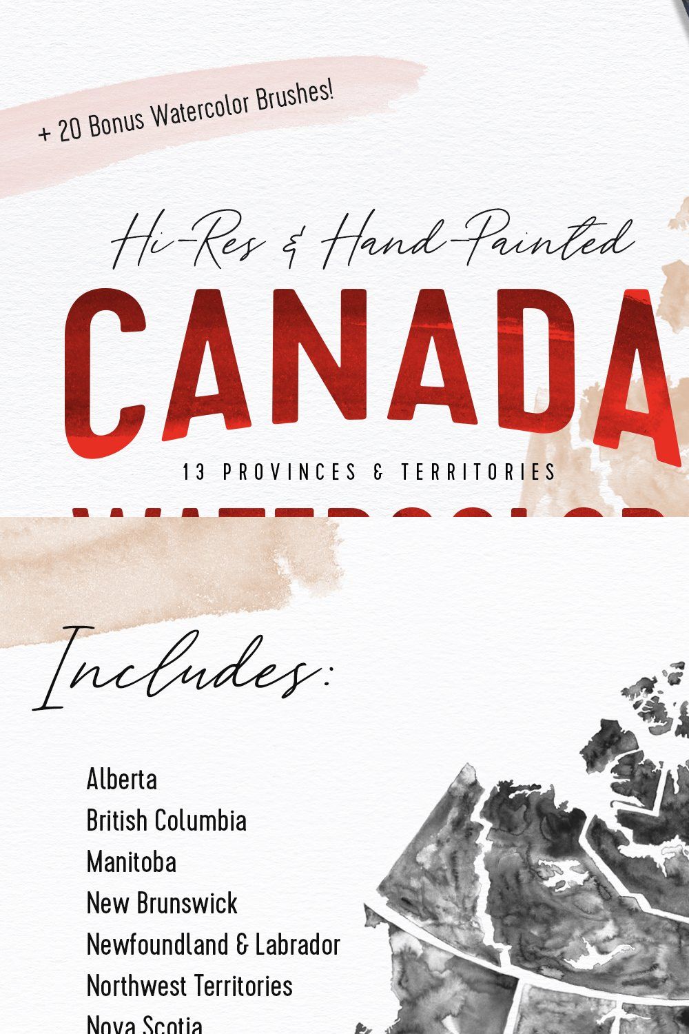 Canada Watercolor PS Brushes pinterest preview image.