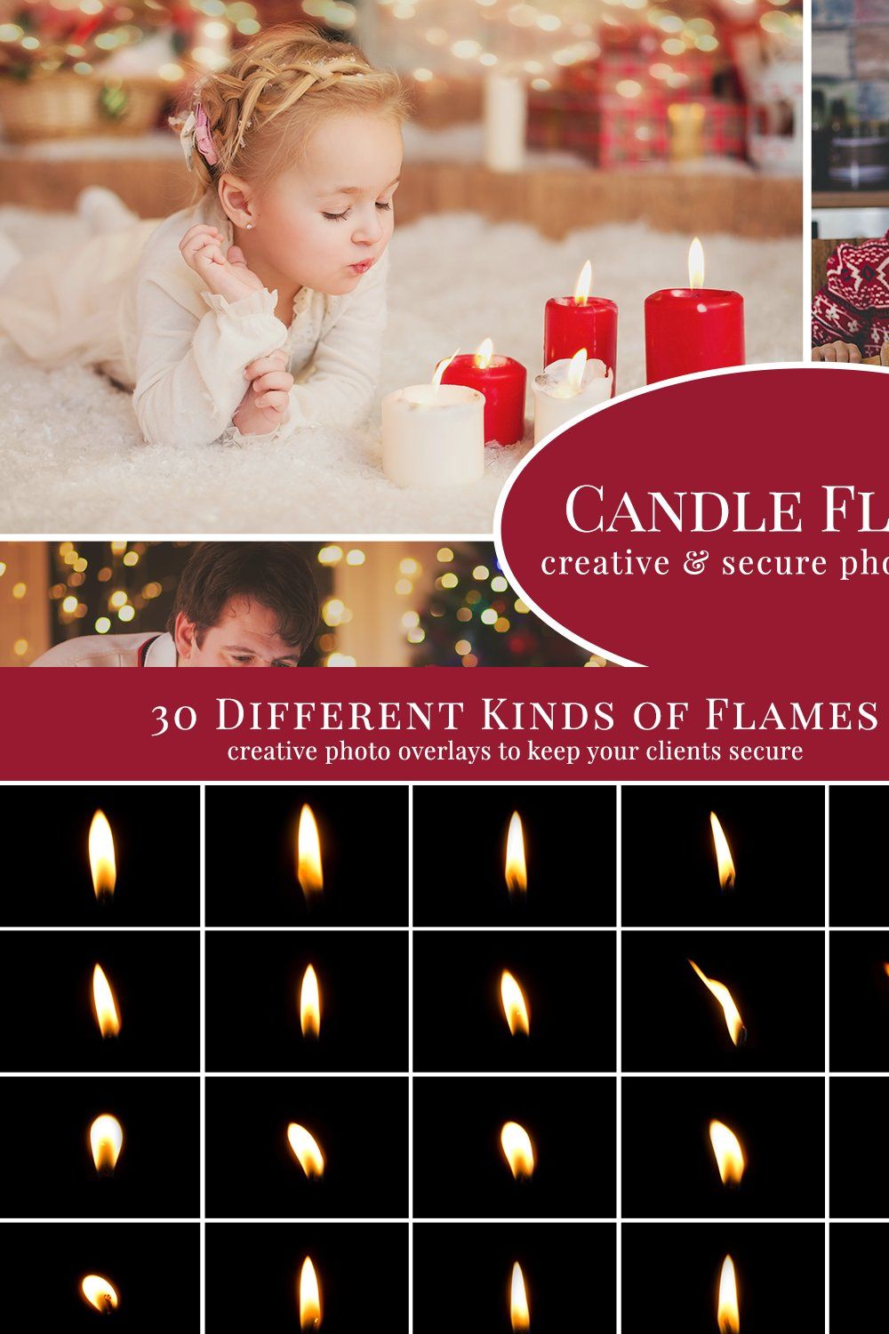 Candle Flames photo overlays pinterest preview image.