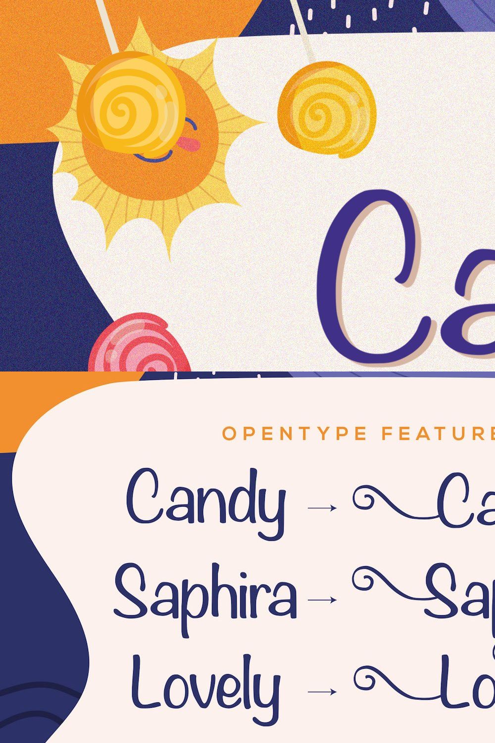 Candy Yefumy - Playful Display Font pinterest preview image.