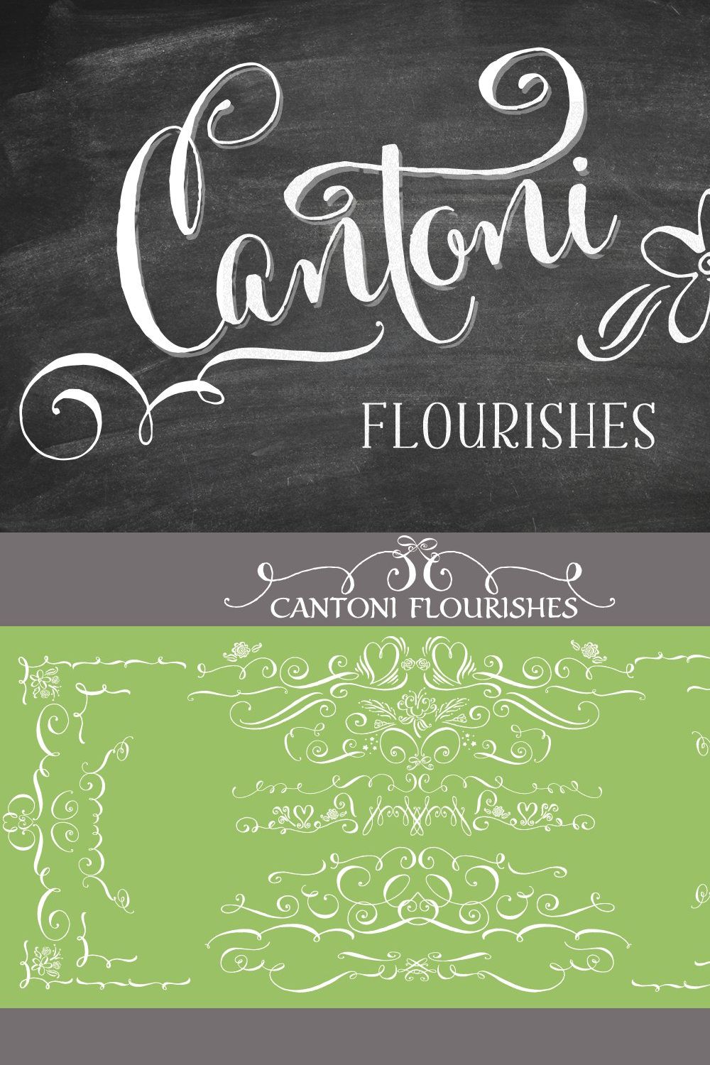 Cantoni Font Flourishes pinterest preview image.