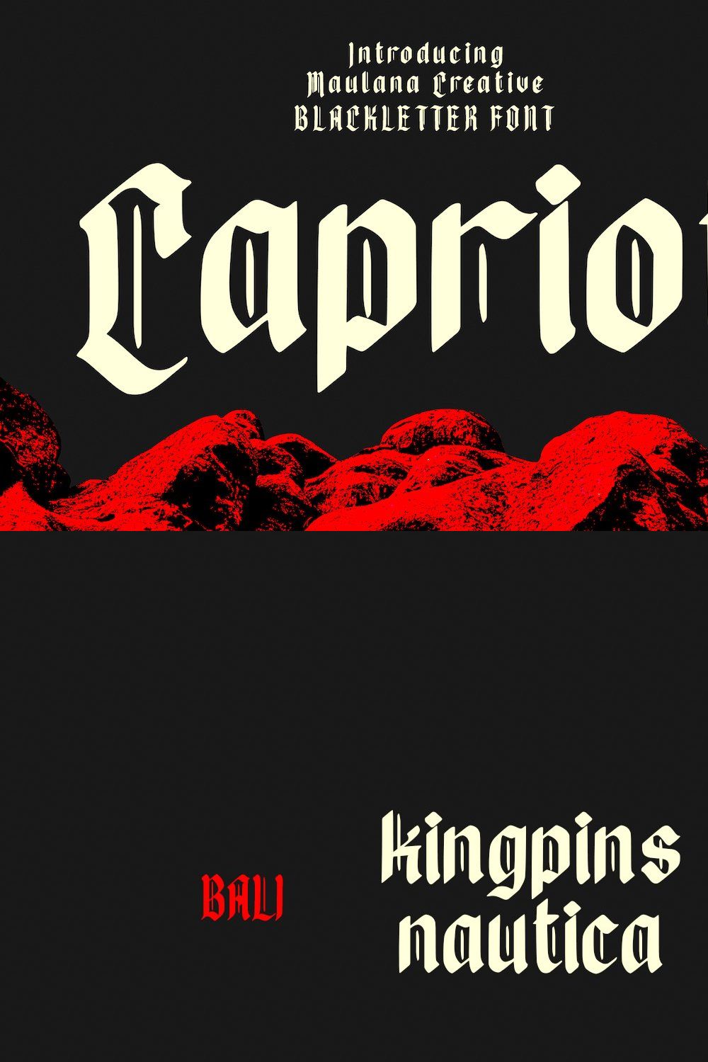 Capriot Blackletter Font pinterest preview image.