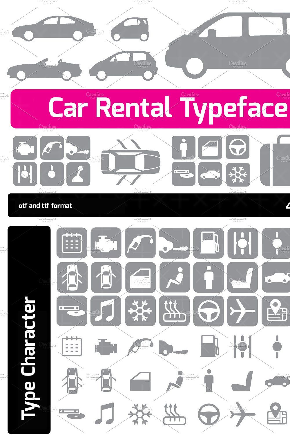 Car Rental Typeface pinterest preview image.
