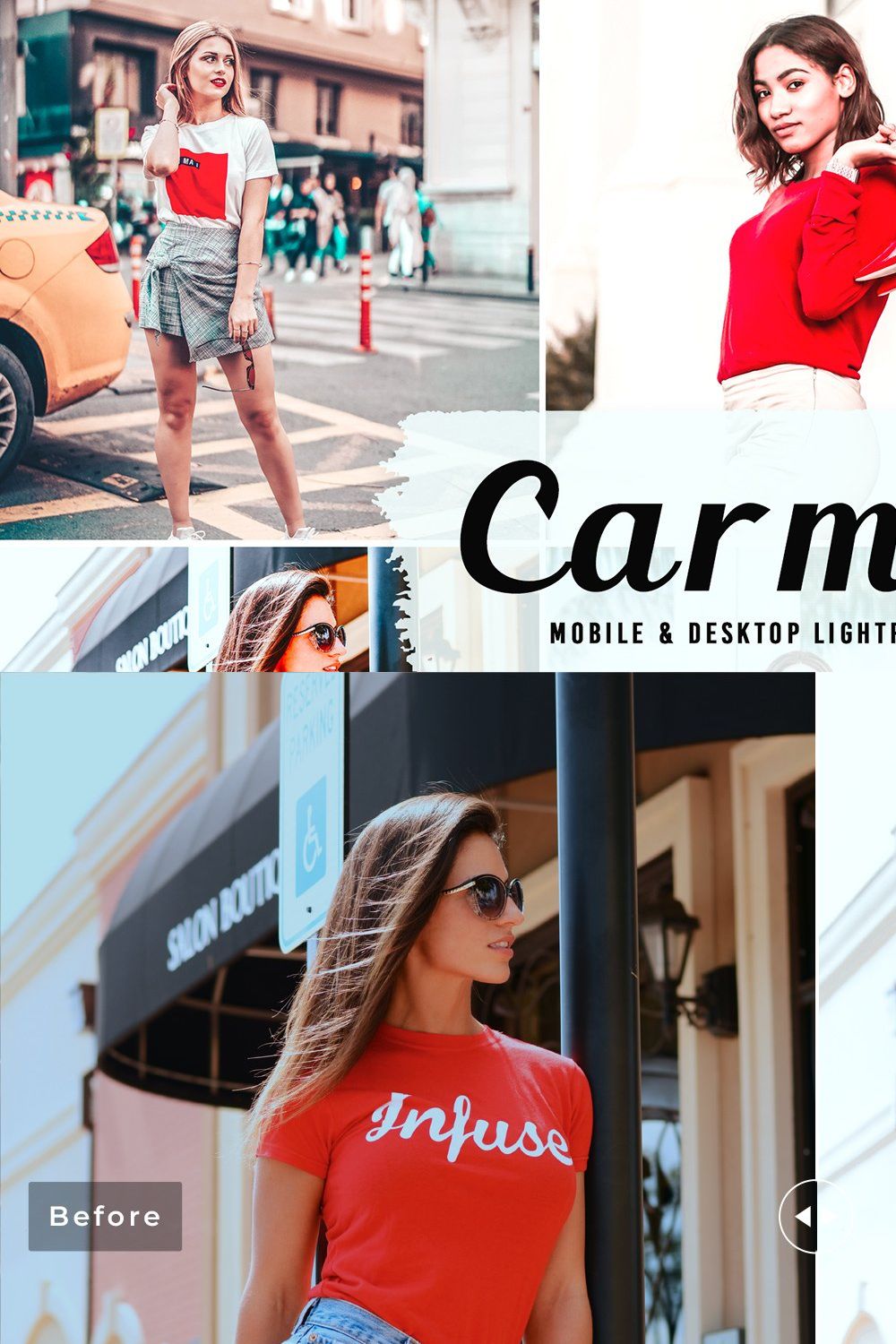 Carmine Pro Lightroom Presets pinterest preview image.