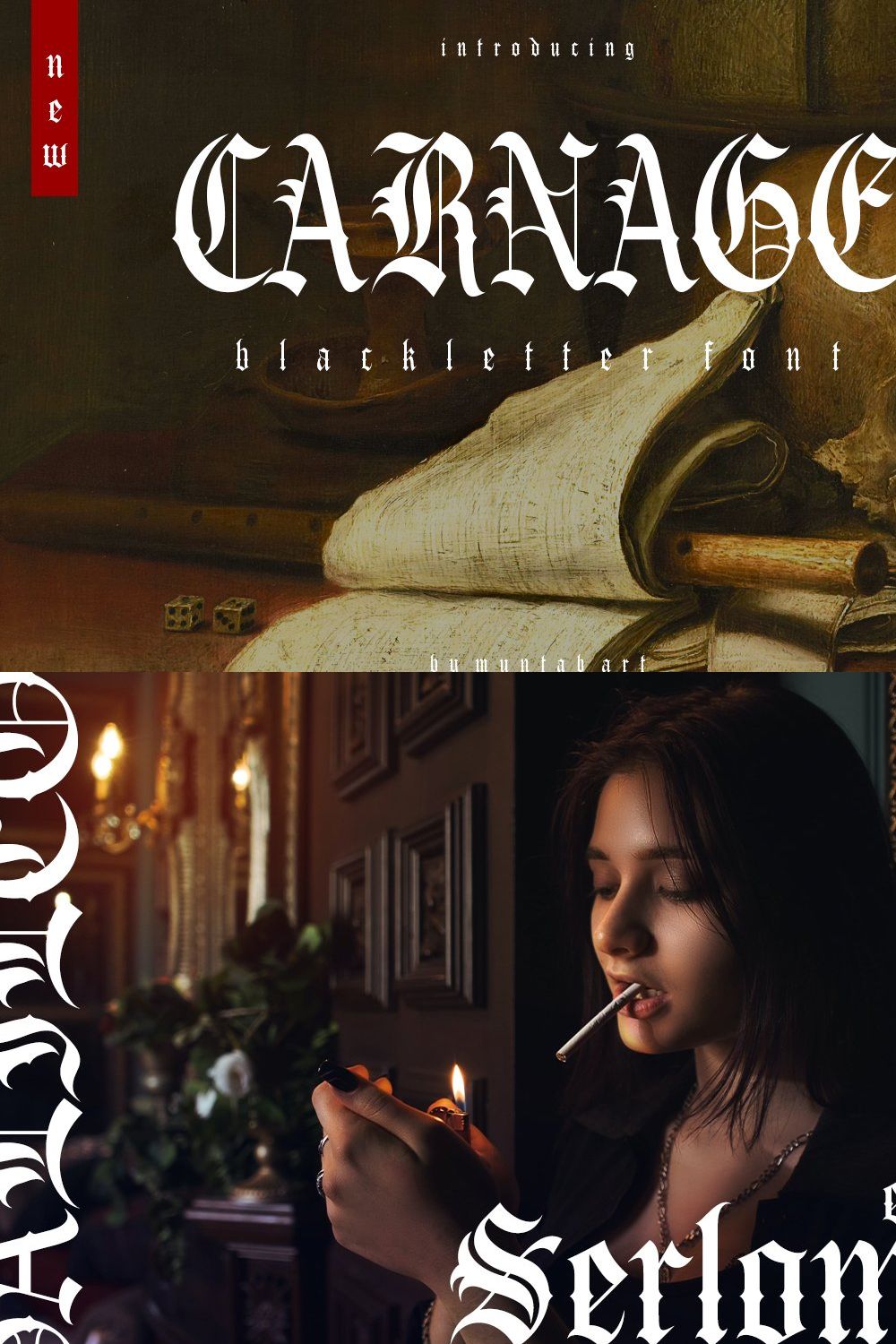 Carnage | Modern Blackletter pinterest preview image.