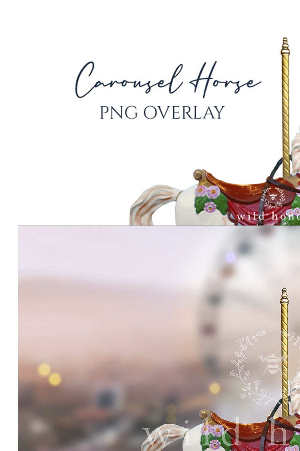 Carousel Horse Overlay, PNG pinterest preview image.