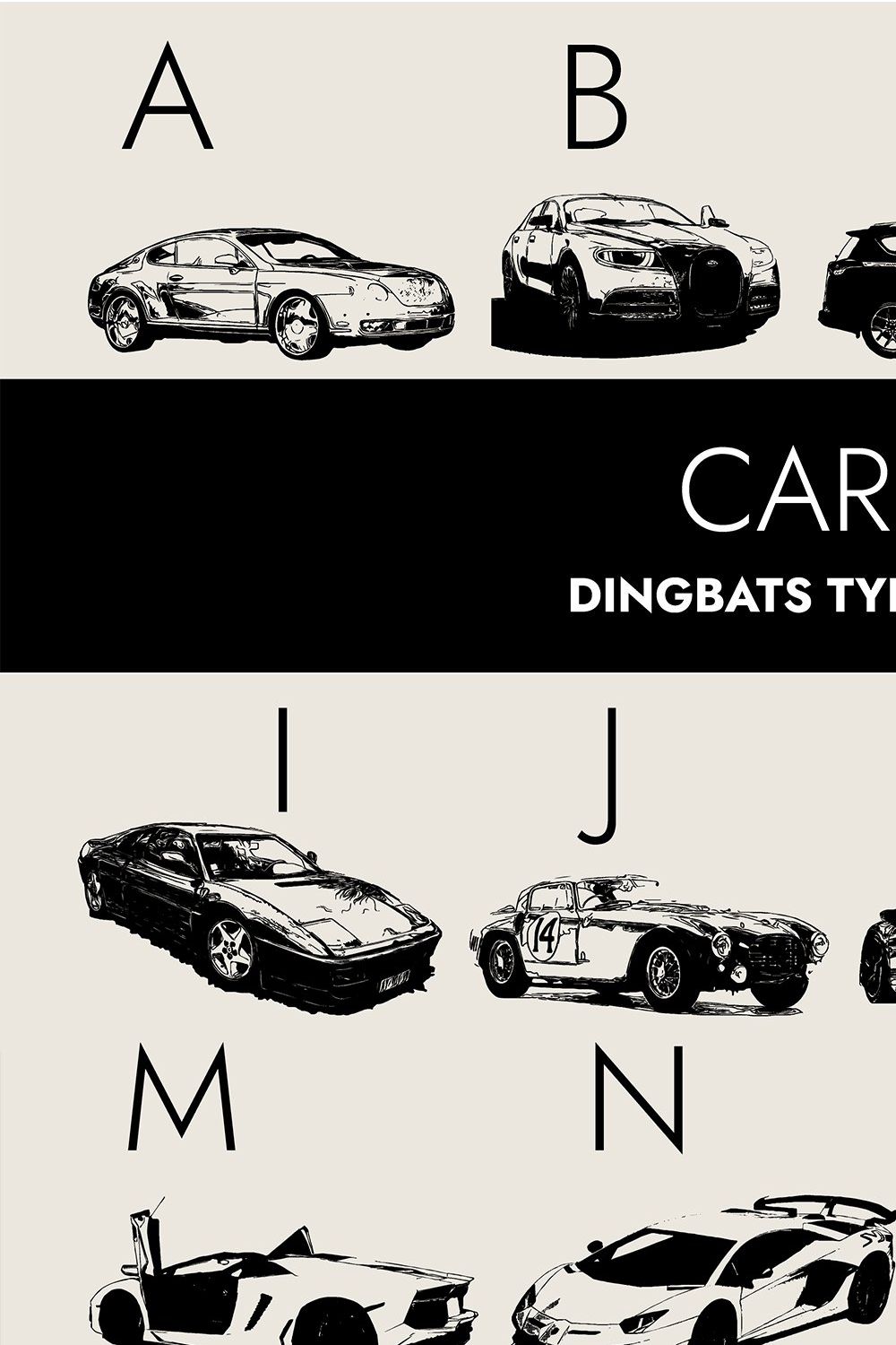 Cars Dingbats Font pinterest preview image.