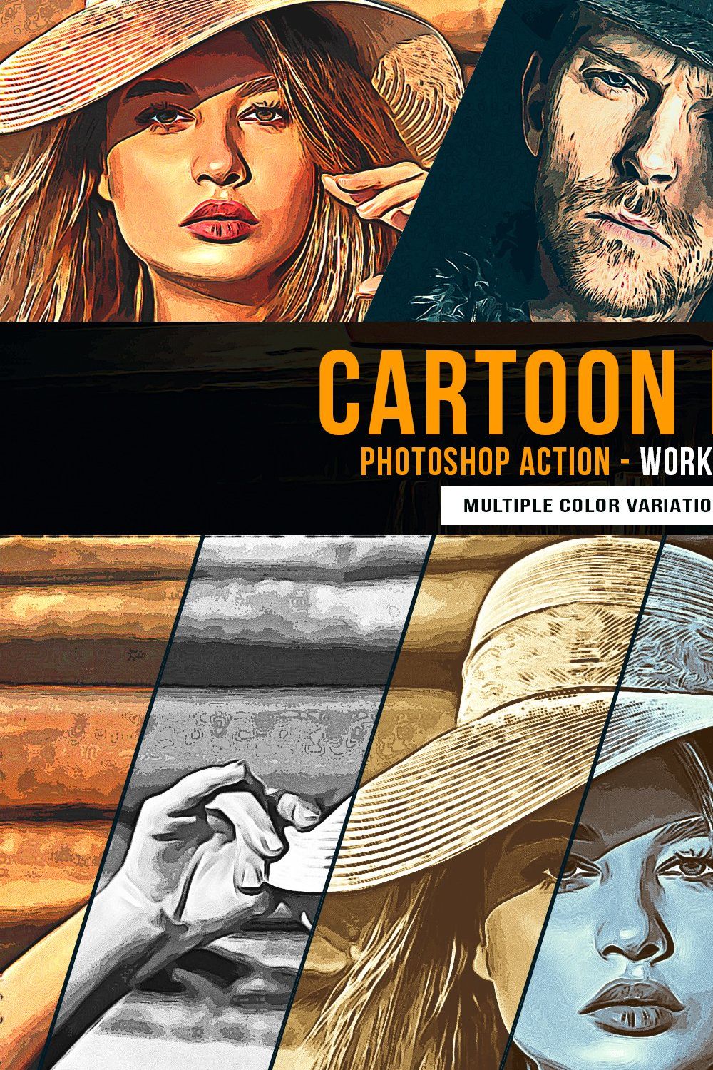 Cartoon Maker Photoshop Action pinterest preview image.