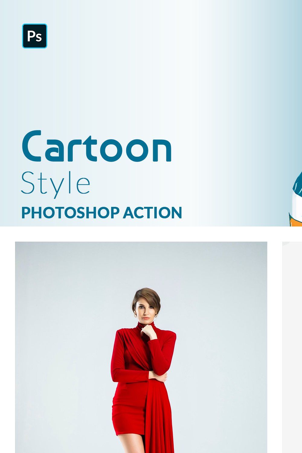 Cartoon Style Photoshop Action pinterest preview image.