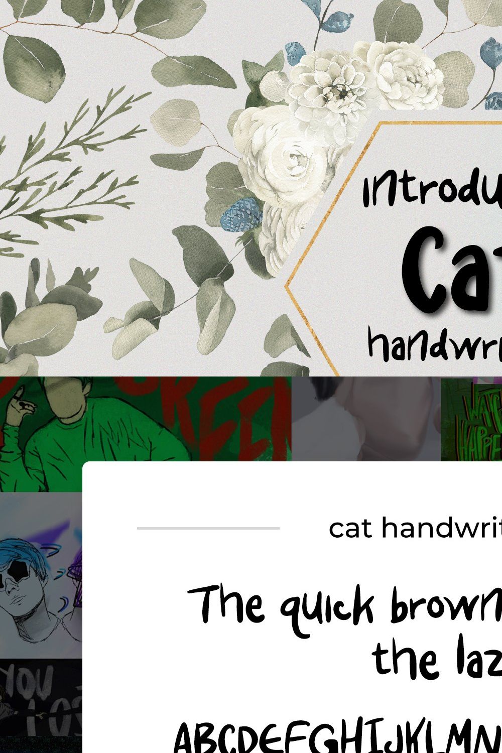 CAT! Handwritten Typeface pinterest preview image.