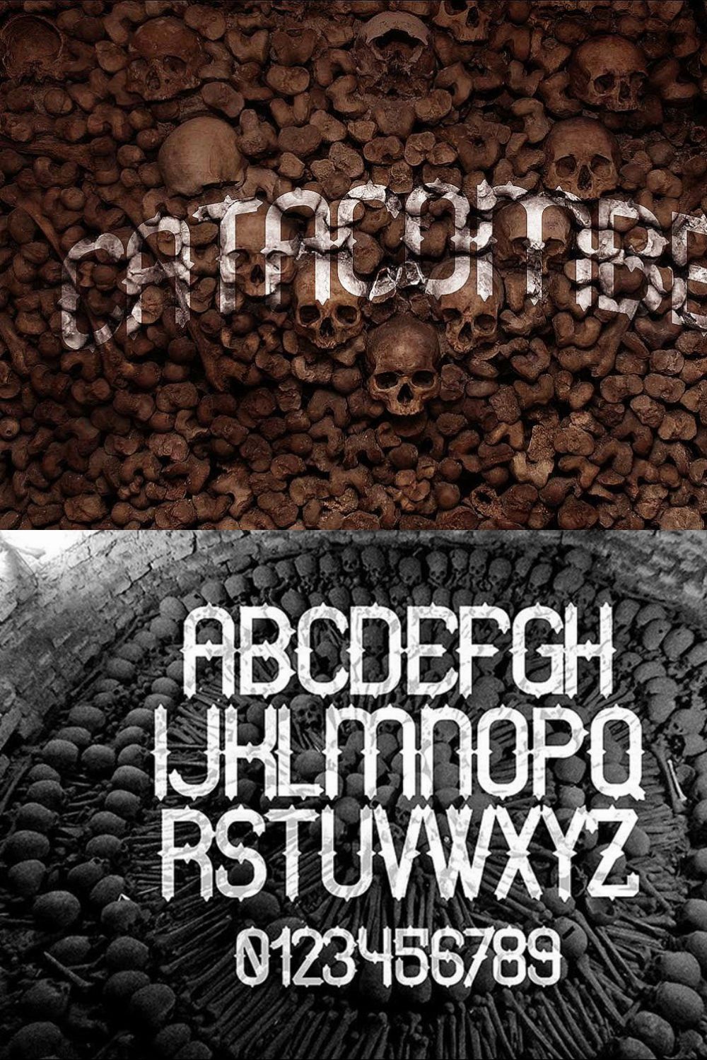 CATACOMBES font pinterest preview image.