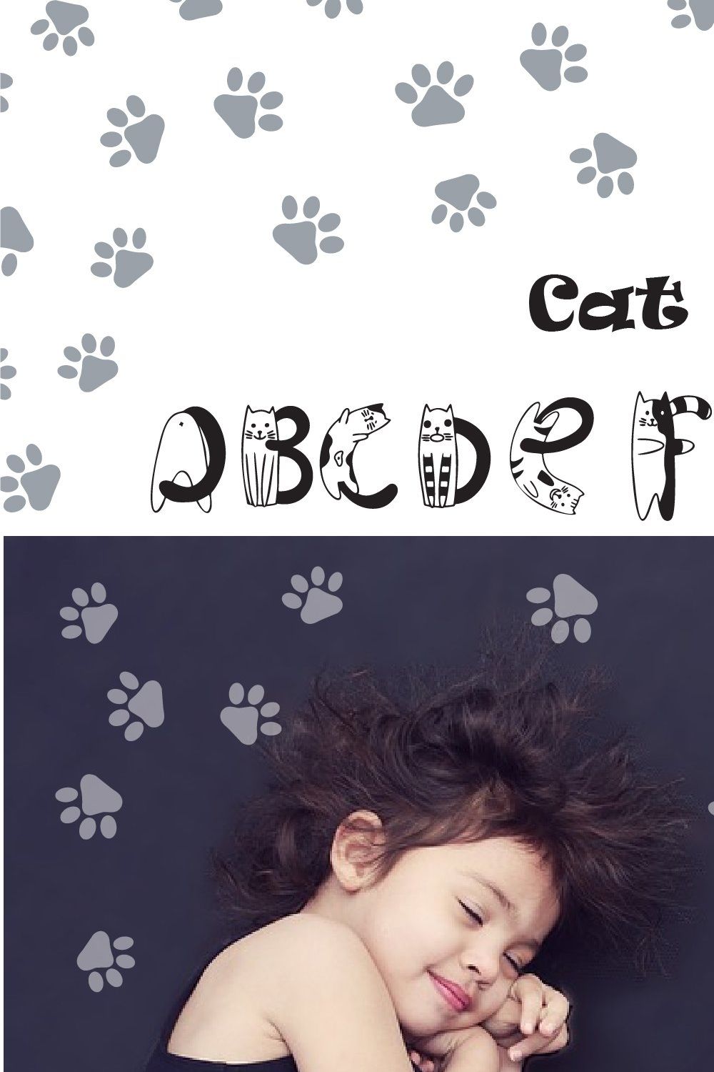 Cats Black font pinterest preview image.