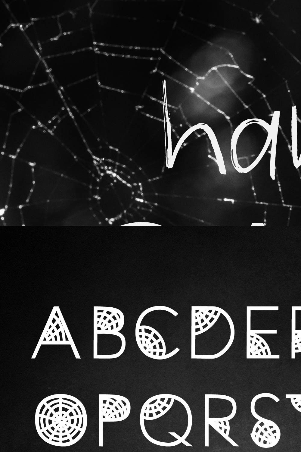 Caught Font Halloween Cobweb Display pinterest preview image.