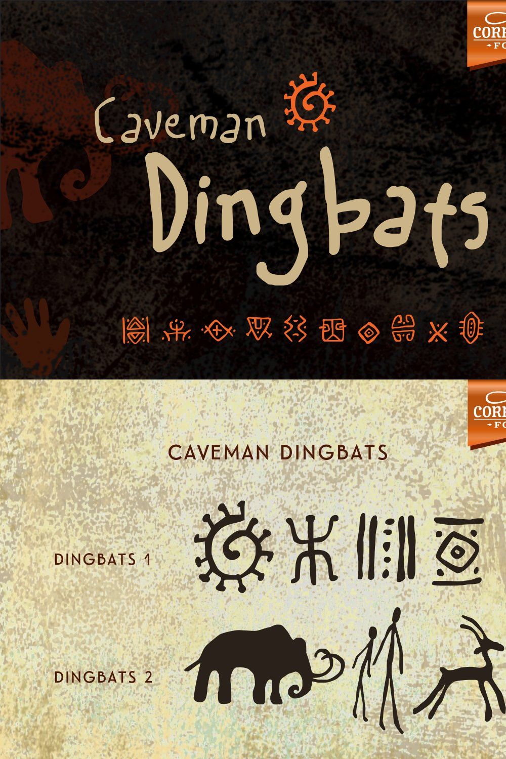 Caveman Dingbats pinterest preview image.