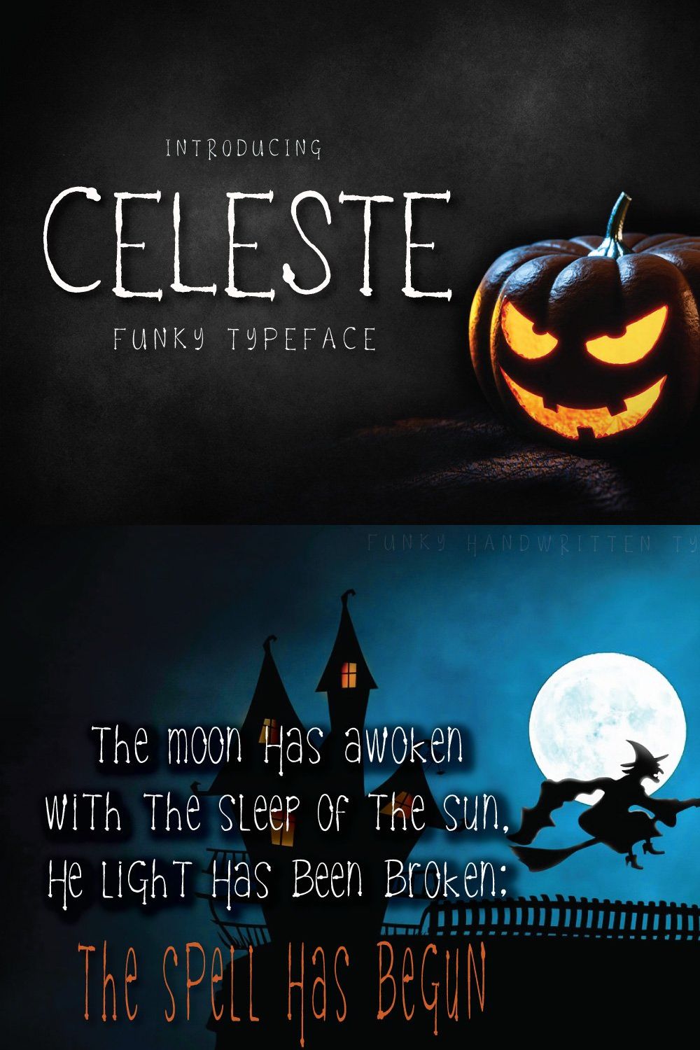 Celeste - Funky Typeface pinterest preview image.