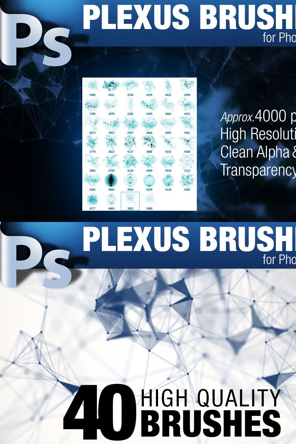CG Plexus Brushes for Photoshop pinterest preview image.