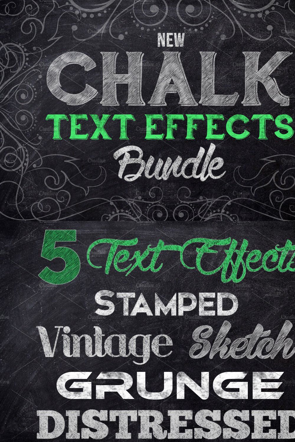 Chalk Text Effects Creator Bundle pinterest preview image.