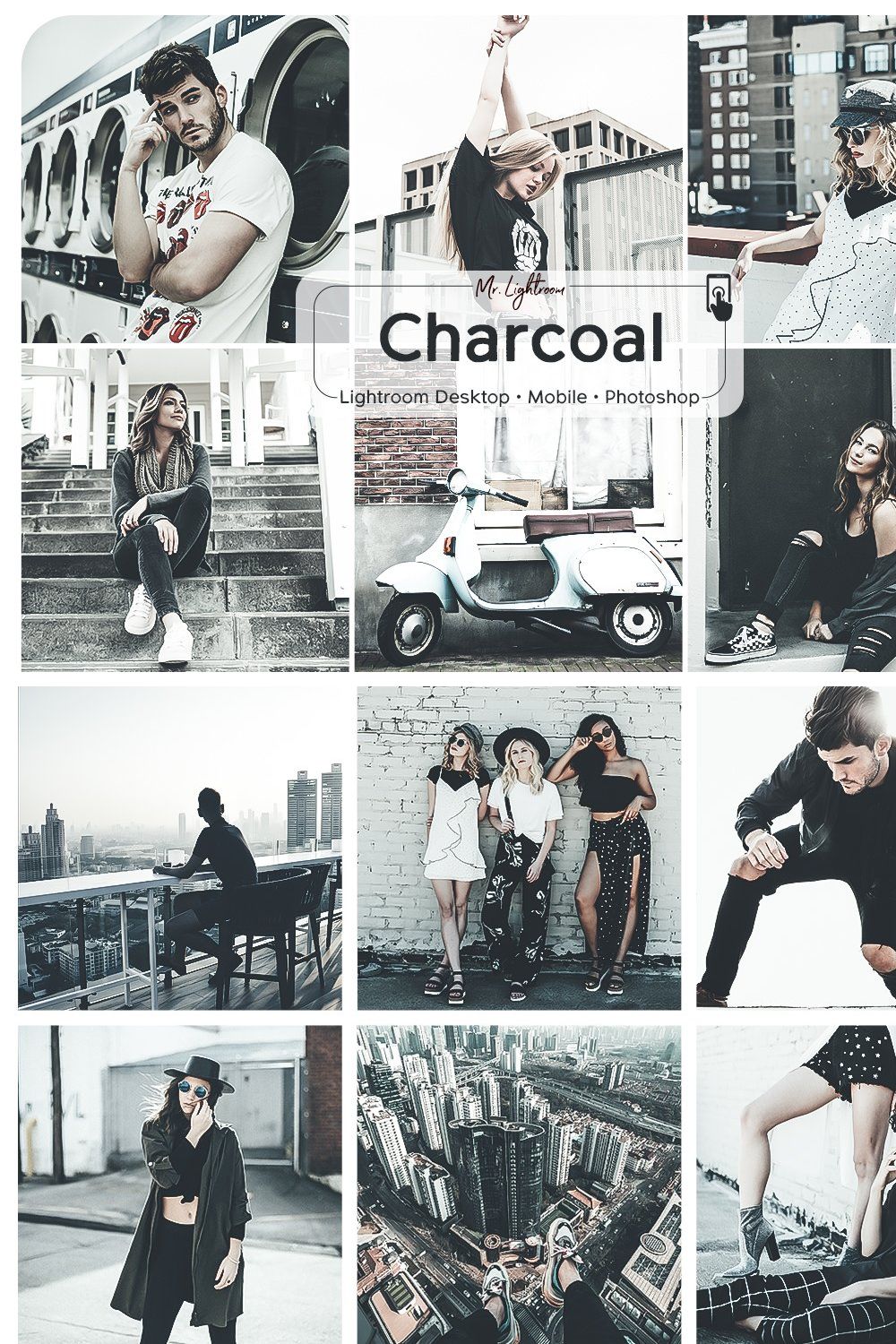 Charcoal Lightroom Presets pinterest preview image.