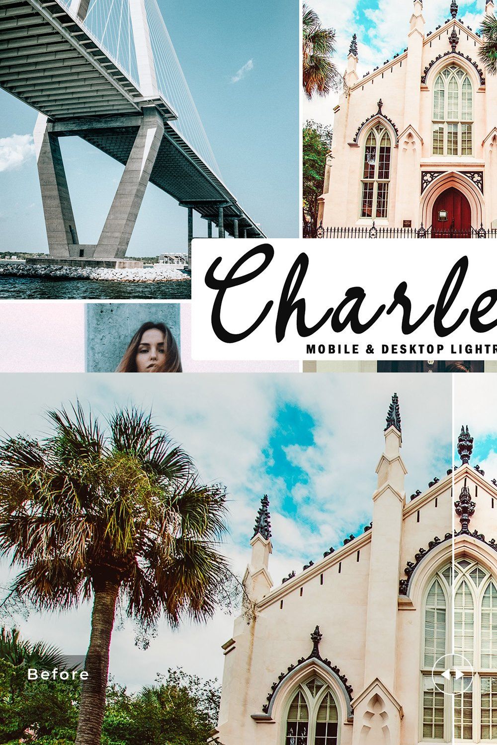 Charleston Lightroom Presets Pack pinterest preview image.