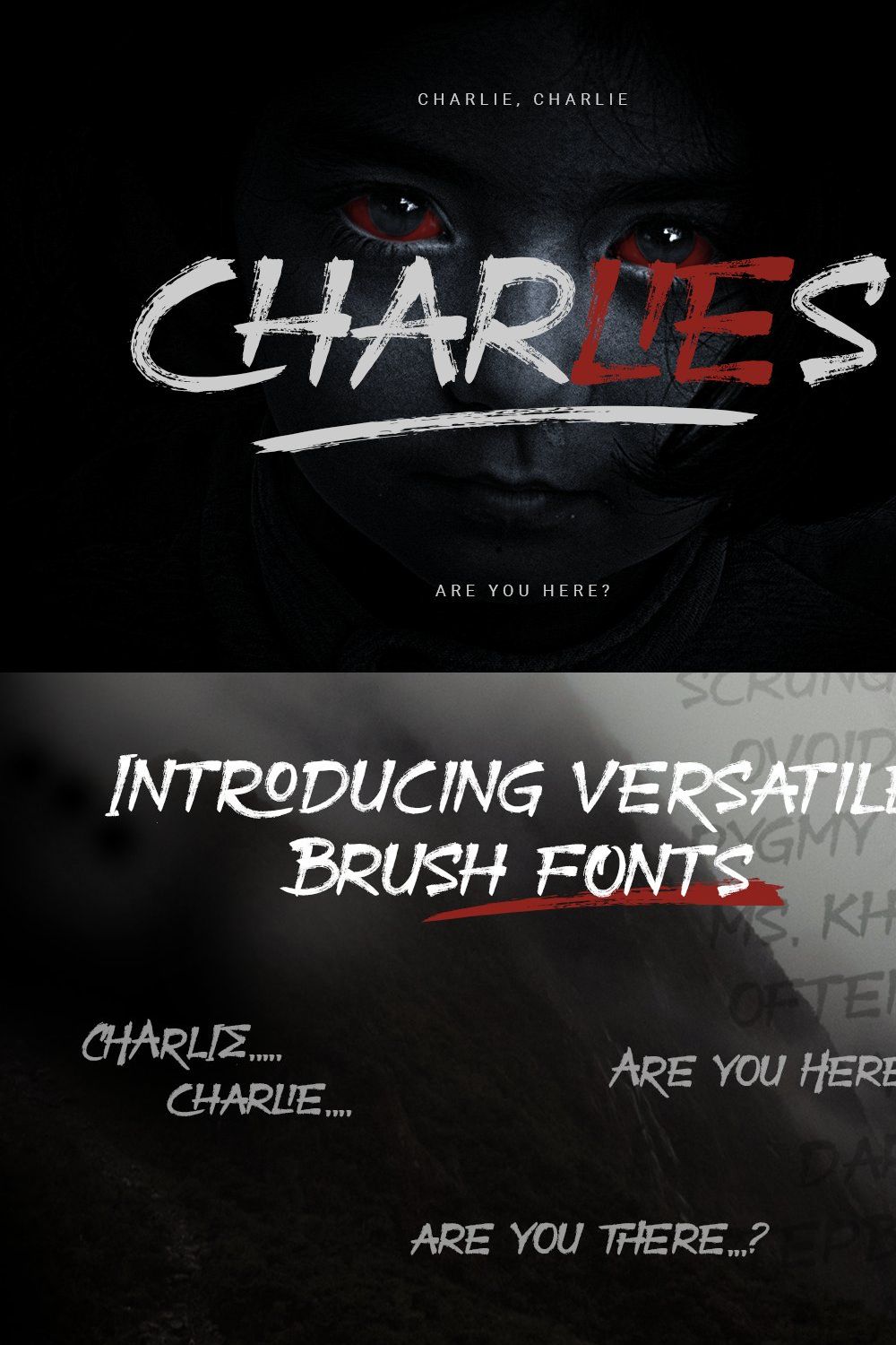 Charlies Brush Font pinterest preview image.