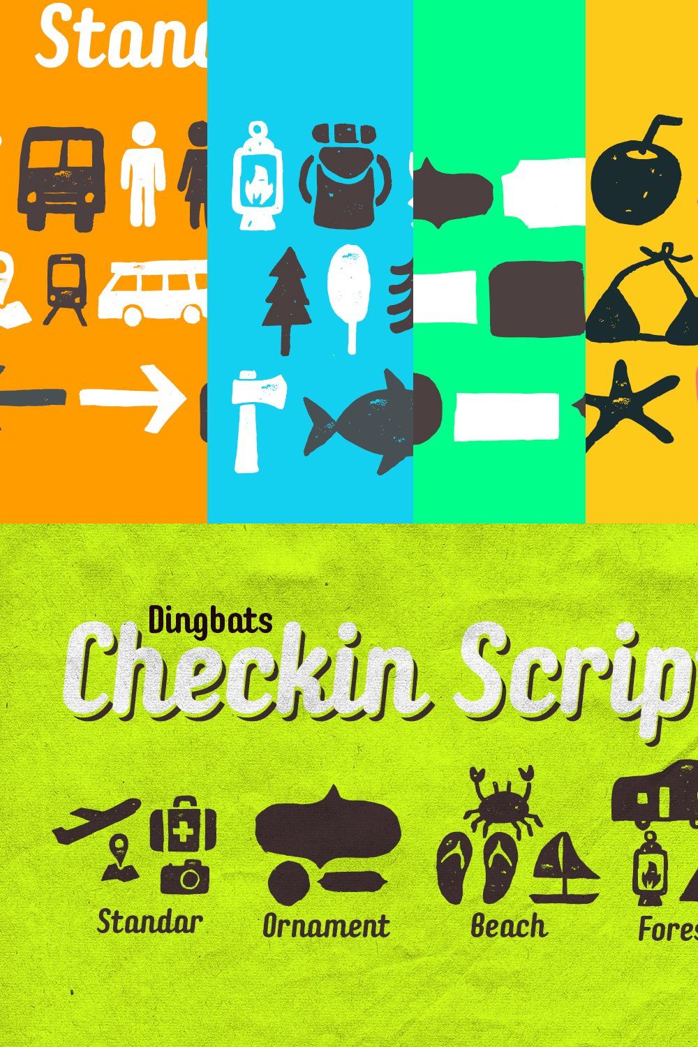 Checkin Script Dingbats -50 pinterest preview image.
