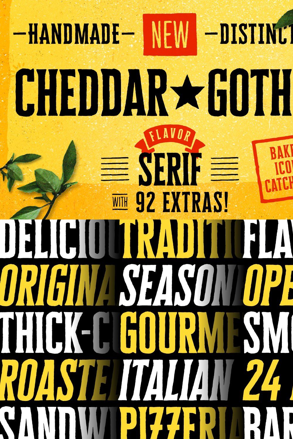 Cheddar Gothic Serif pinterest preview image.