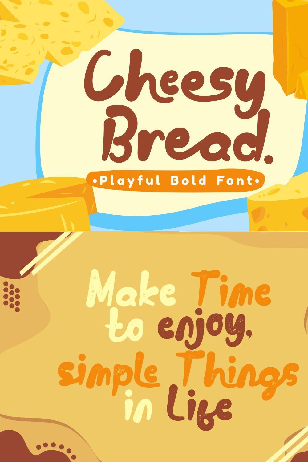 Cheesy Bread - Playful Bold Font pinterest preview image.