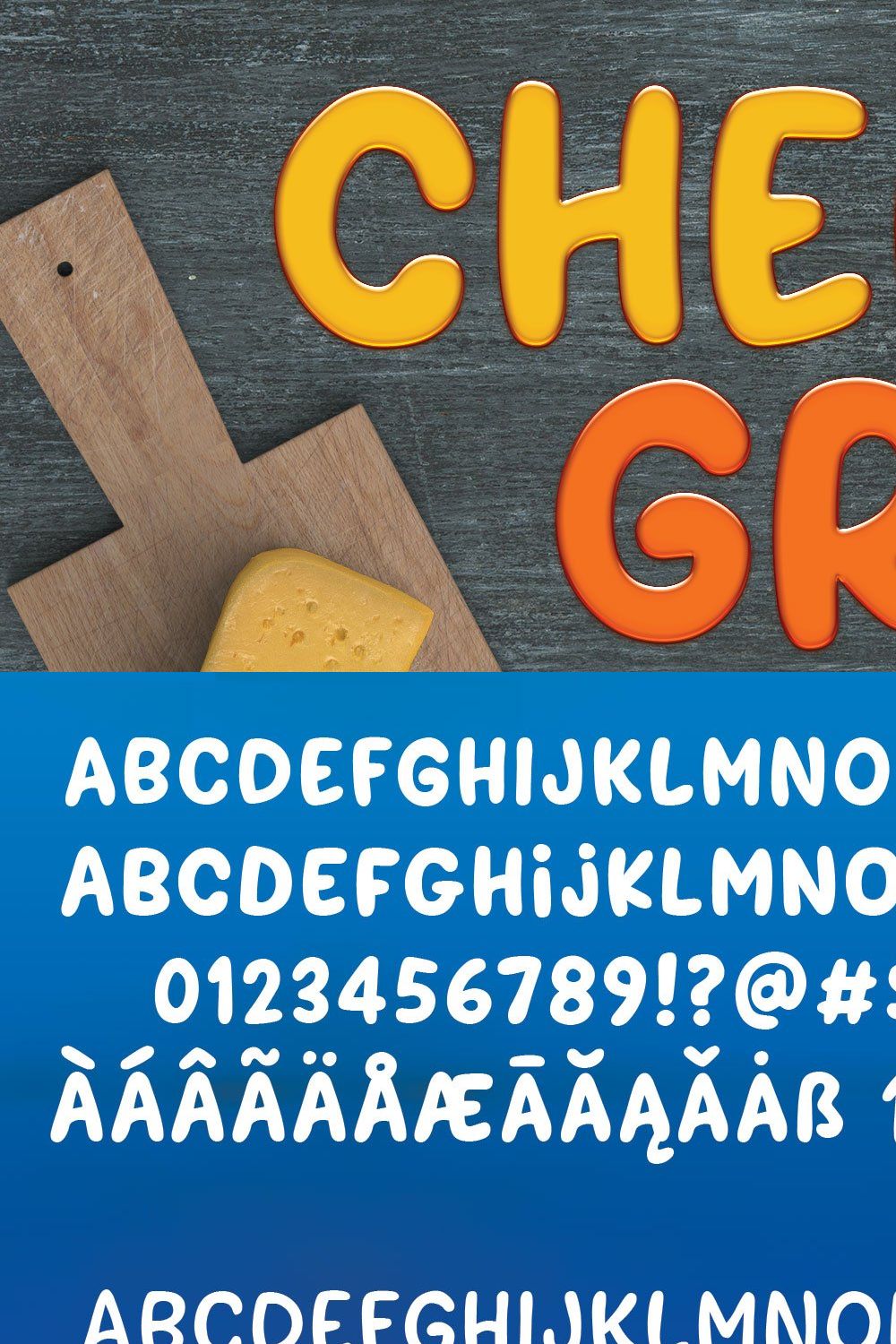 Cheesy Grits: a tangy fun font! pinterest preview image.