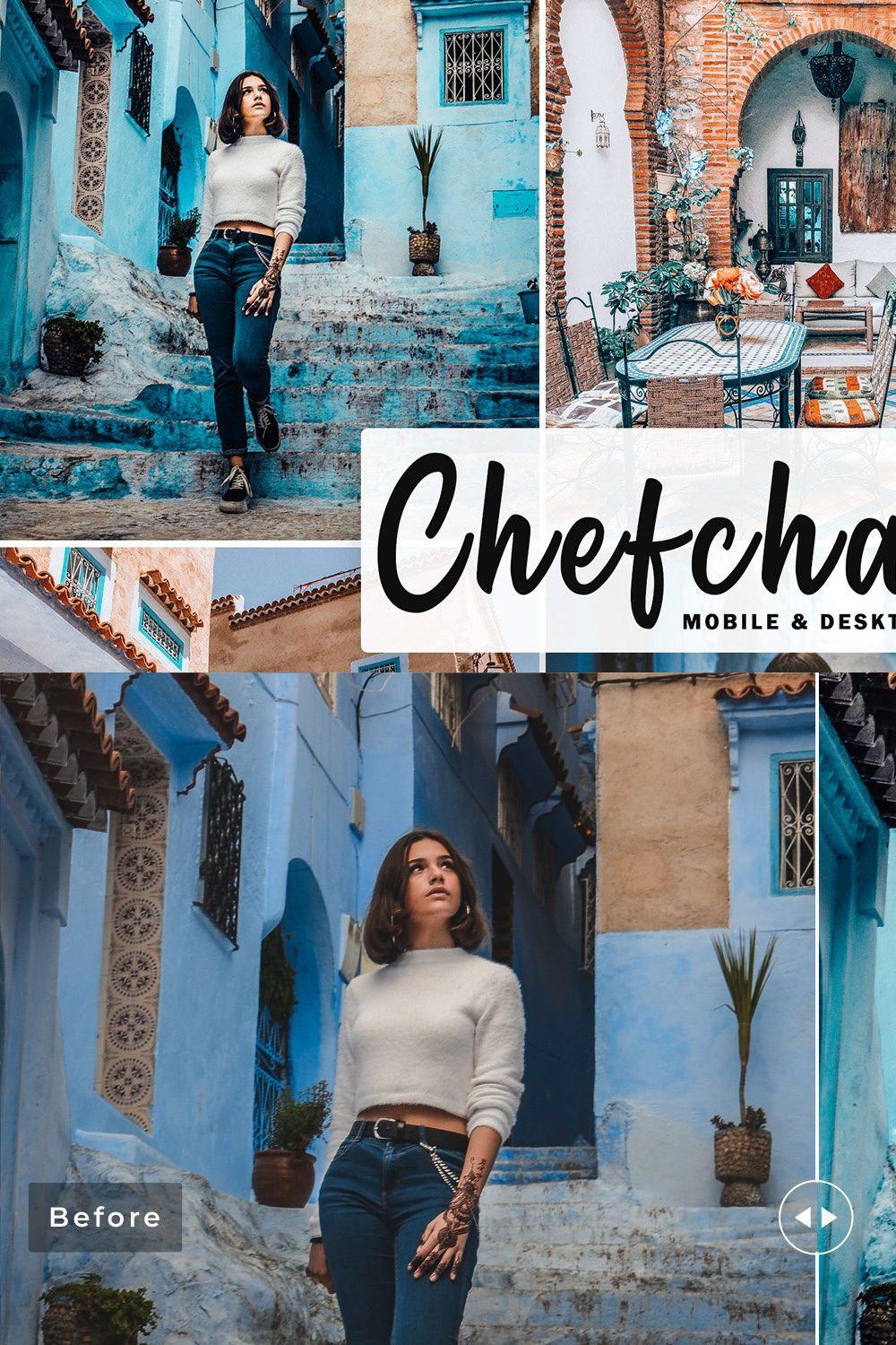 Chefchaouen Lightroom Presets Pack pinterest preview image.