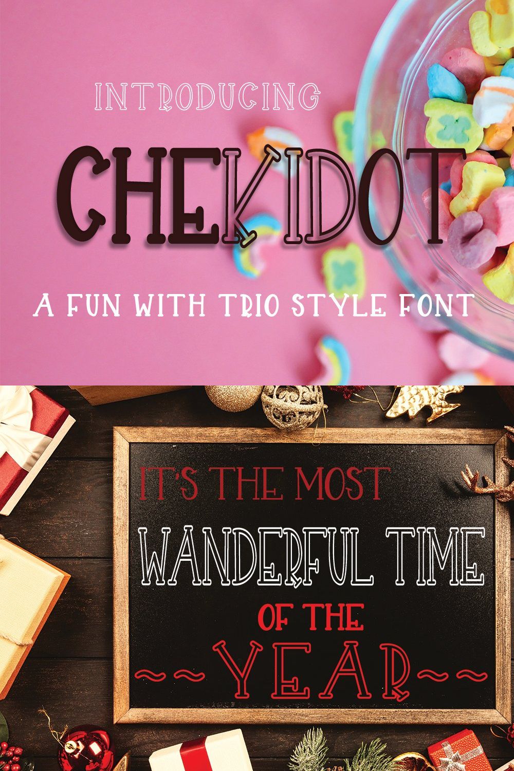 CHEKIDOT -A FUN WITH TRIO STYLE FONT pinterest preview image.