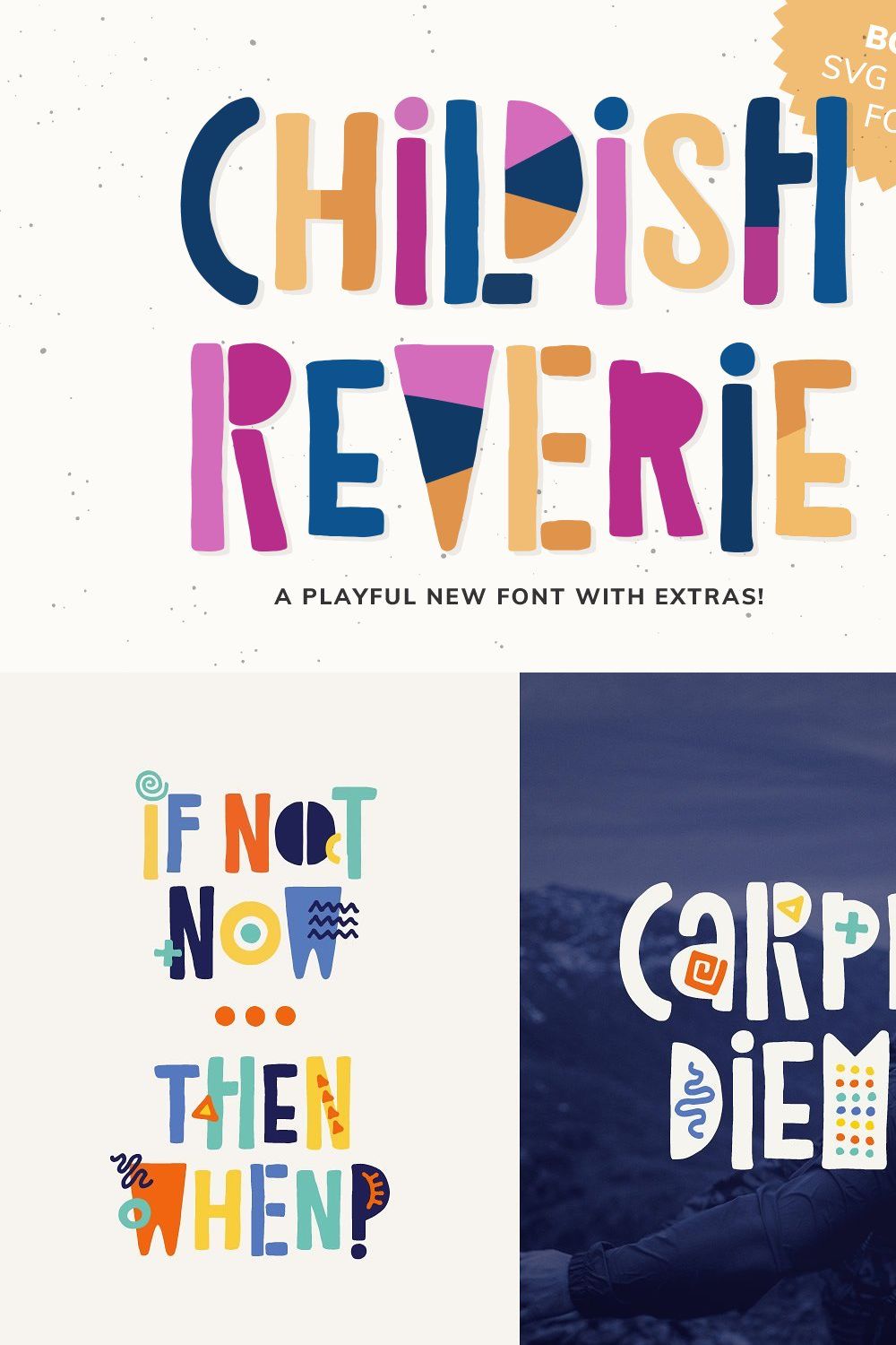 Childish Reverie Font pinterest preview image.